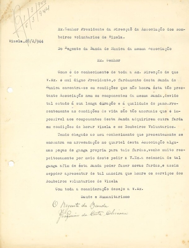 Carta de Joaquim da Costa Chicória