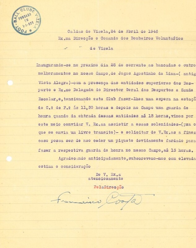 Carta de Foot-Ball Clube de Vizela