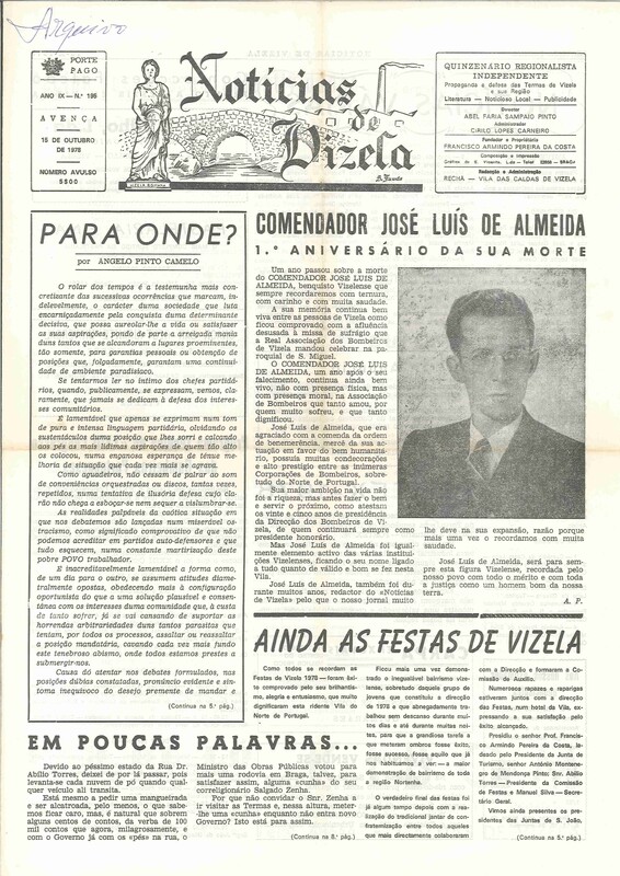 Comendador José Luís de Almeida  - 1º aniversário da sua morte