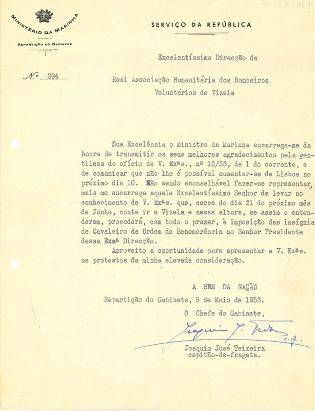 Ofício do Ministério da Marinha