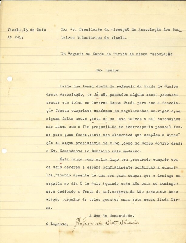 Carta de Joaquim da Costa Chicória
