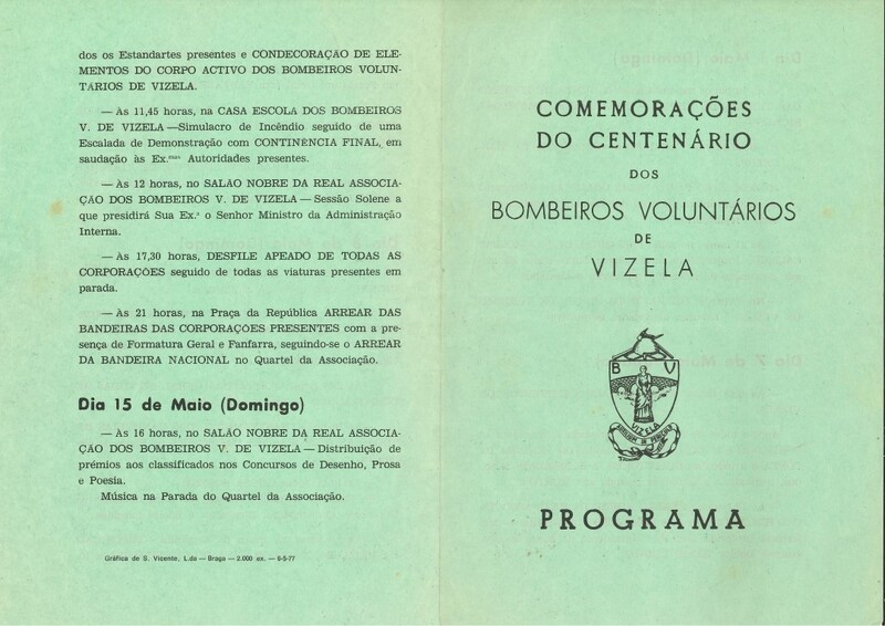 Programa das Comemorações do Centenário dos Bombeiros de Vizela