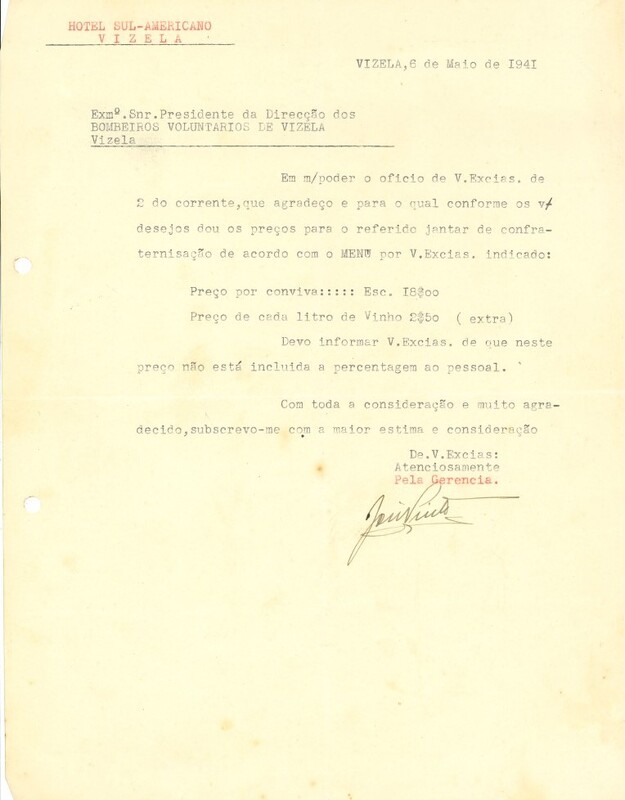 Carta de Hotel Sul Americano